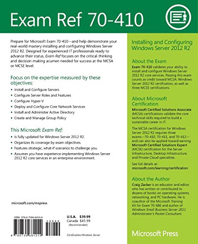 Exam Ref 70410 Installing and Configuring Windows Server 2012 R2 (MCSA),Used