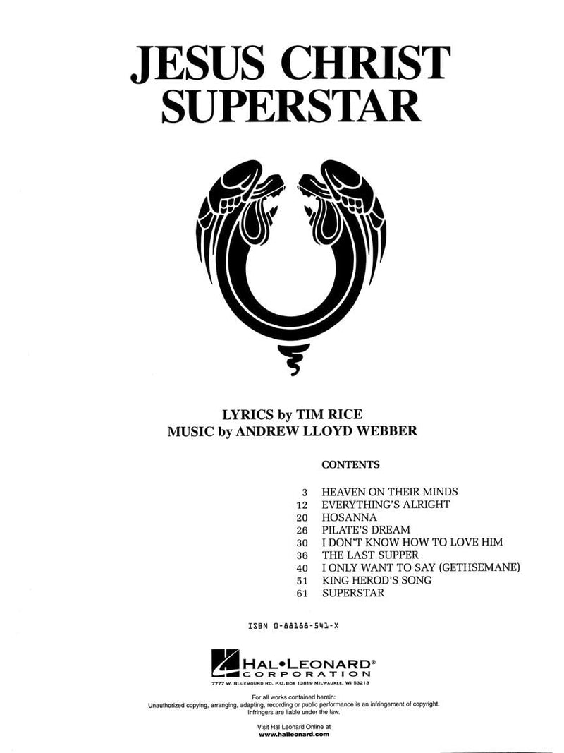 Jesus Christ Superstar Piano Vocal,Used