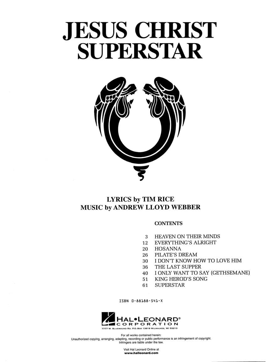 Jesus Christ Superstar Piano Vocal,Used
