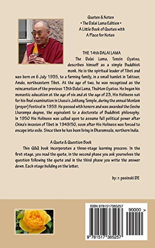 Quotes & Notes: The Dalai Lama Edition  A Little Book of Ouotes with A Place for Notes ,Used