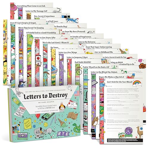 Letters To Destroy FillIn Letters: An Incredibly Honest Set Of 25 Guided Letters To Fill Out & Never Send (2 Each, 50 Total Let