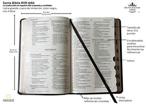 Biblia Reina Valera 1960 Letra Grande. Smil Piel Negro, Ndice, Tamao Manual / Spanish Bible Rvr 1960. Handy Size, Thumb Index, L