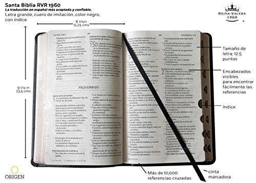 Biblia Reina Valera 1960 Letra Grande. Smil Piel Negro, Ndice, Tamao Manual / Spanish Bible Rvr 1960. Handy Size, Thumb Index, L