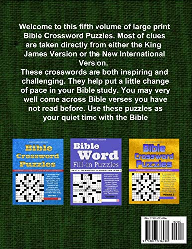 Bible Crossword Puzzles Volume 5: 50 Large print newspaper style Bible crosswords with almost all the clues straight from the Bi,Used