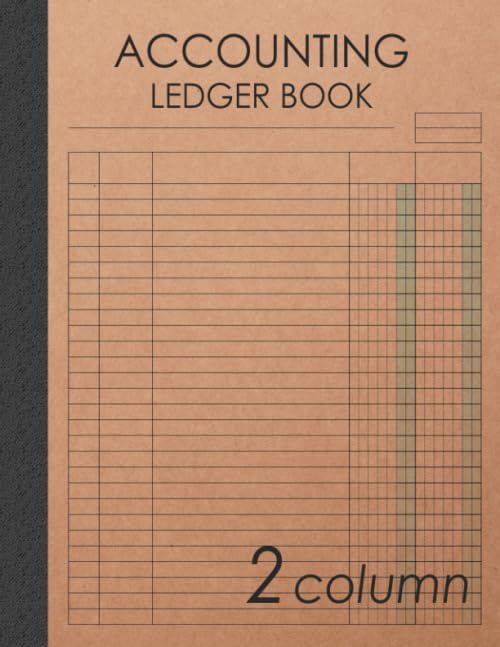 Accounting Ledger Book 2 Column: 120 Pages , 8.5 X 11 Inches ( Large Size ) , Brown Craft Paper Style Cover : Simple / General A