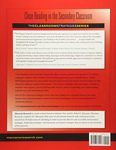 Close Reading in the Secondary Classroom (Improve Literacy, Reading Comprehension, and CriticalThinking Skills) (The Classroom ,Used