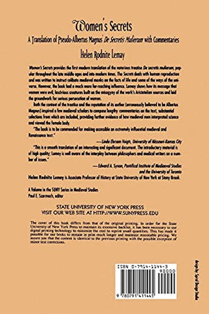 Women'S Secrets (Suny Series, Environmental Public Policy) (Suny Series In Medieval Studies),Used