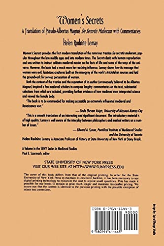Women'S Secrets (Suny Series, Environmental Public Policy) (Suny Series In Medieval Studies),Used