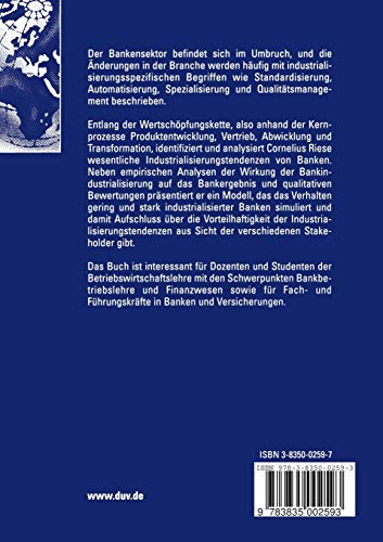 Industrialisierung von Banken: Grundlagen, Ausprgungen, Wirkungen (German Edition),Used