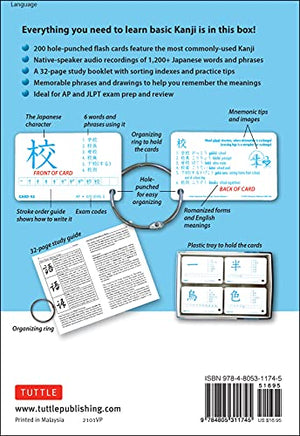 Japanese Kanji Flash Cards Kit Volume 1: Kanji 1200: JLPT Beginning Level: Learn 200 Japanese Characters Including Native Speak,New