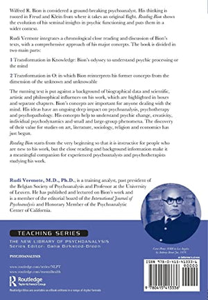 Reading Bion: The New Library of Psychoanalysis: Teaching Series,Used