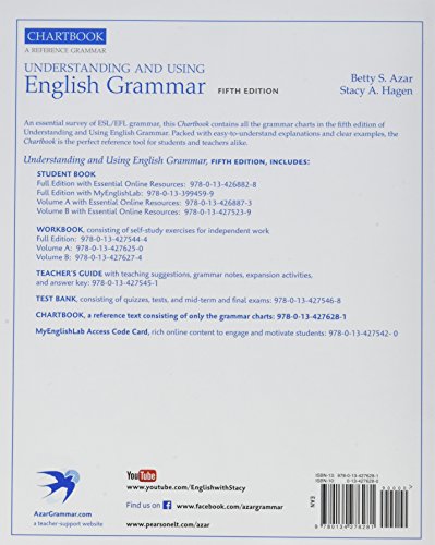 AzarHagen Grammar  (AE)  5th Edition  Chartbook  Understanding and Using English Grammar,Used