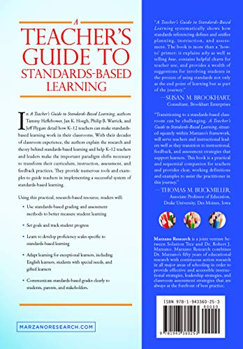 A Teacher'S Guide To Standardsbased Learning (An Instruction Manual For Adopting Standardsbased Grading, Curriculum, And Feedb