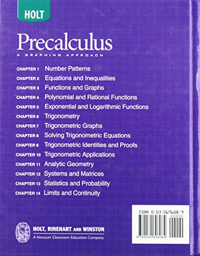 Holt Precalculus: A Graphing Approach: Student Edition 2004,Used