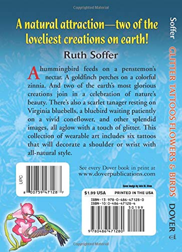 Glitter Tattoos Flowers & Birds (Dover Tattoos),Used