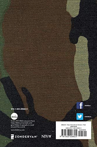 NIV, Holy Bible Military Edition, Paperback, Woodland Camo,Used