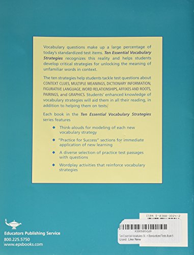 Ten Essential Vocabulary Strategies: Practice for Success on Standardized Tests Book 5,Used