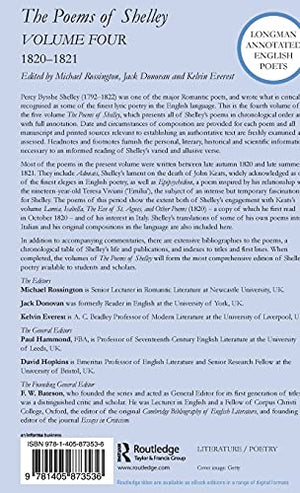 The Poems of Shelley: Volume Four (Longman Annotated English Poets),Used