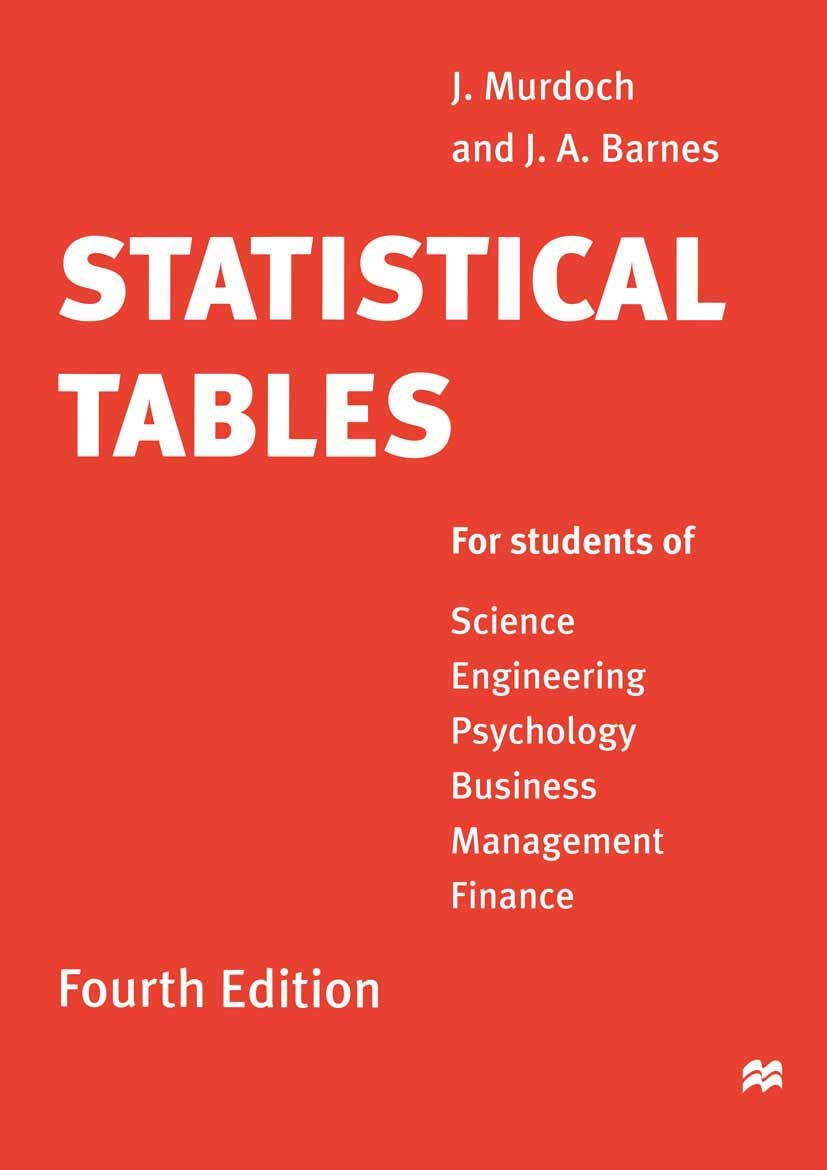 Statistical Tables: For students of Science Engineering Psychology Business Management Finance,New