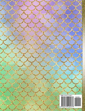 Composition Notebook: Mermaid Scales Pastels Gold Glitter Back To School Notebook For Girls,Used