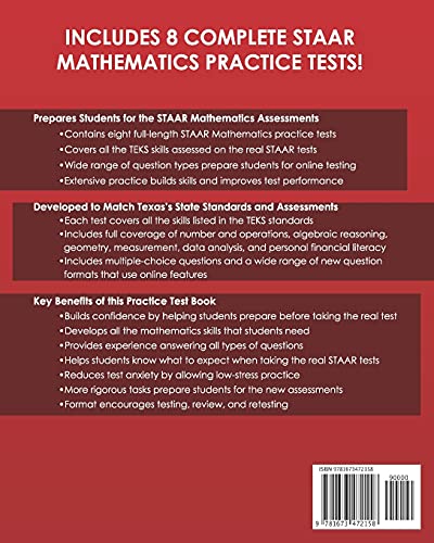 TEXAS TEST PREP Ultimate Practice Test Book STAAR Mathematics Grade 5: Includes 8 STAAR Math Practice Tests,Used