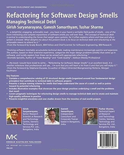 Refactoring for Software Design Smells: Managing Technical Debt,Used