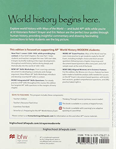 1200 Update Ways of the World with Sources for the AP? Modern Course,Used