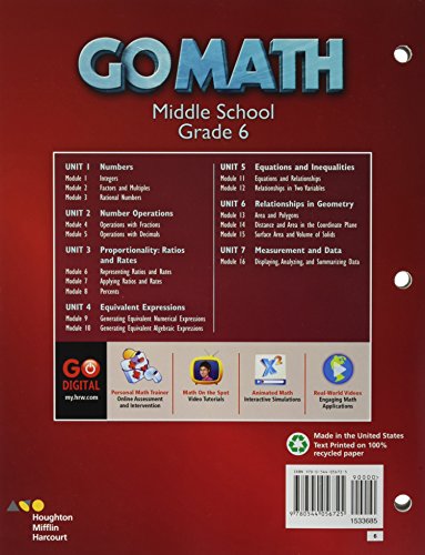 Student Interactive Worktext Grade 6 2014 (Go Math!),Used