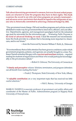 Terminating Public Programs: An American Political Paradox: An American Political Paradox,Used