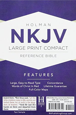 NKJV Large Print Compact Reference Bible, Purple LeatherTouch,Used