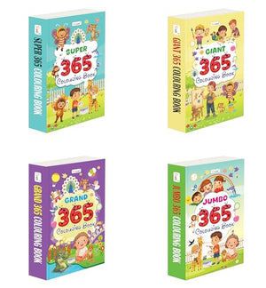 Grand, Jumbo, Super And Gaint - 365 Colouring Book :- Early Childhood Learning Book, Drawing And Colouring Workbook Collection, Educational Colouring Books | Combo Of 4 Books