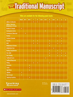 Scholastic Success With Traditional Manuscript, Grades K1,Used
