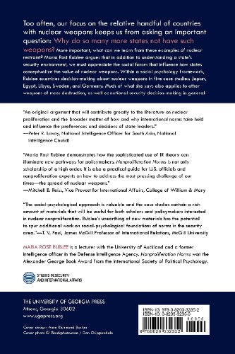 Nonproliferation Norms: Why States Choose Nuclear Restraint (Studies In Security And International Affairs Ser.),Used