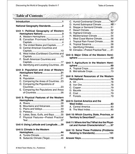 Mark Twain Geography Workbook for Grades 67, Western Hemisphere Geography Activity Book, 6th Grade & 7th Grade Geography for Ki,New