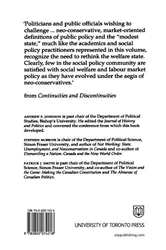 Continuities and Discontinuities: The Political Economy of Social Welfare and Labour Market Policy in Canada (Heritage),Used