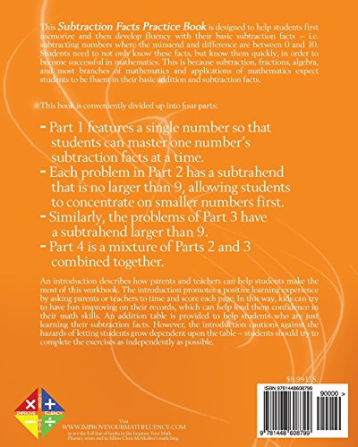 Subtraction Facts Practice Book: Improve Your Math Fluency Series,Used