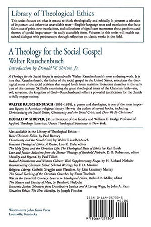 A Theology for the Social Gospel (Library of Theological Ethics),New
