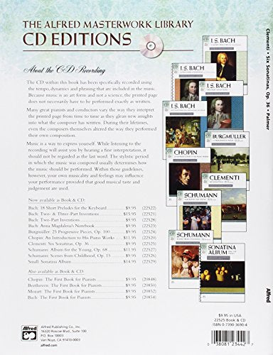 Clementi  Six Sonatinas, Op. 36: Book & CD (Alfred Masterwork CD Edition),Used