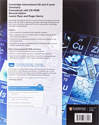 Cambridge International AS and A Level Chemistry Coursebook with CDROM (Cambridge International Examinations),Used