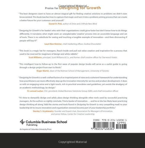 Designing For Growth: A Design Thinking Tool Kit For Managers (Columbia Business School Publishing)