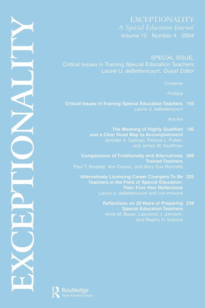 Critical Issues In Training Special Education Teachers (Exceptionality : A Special Education Journal, 124),New