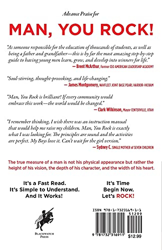 Man, You Rock!: 12 Essential Life Skills to Build Your Character, Vision, and FutureFor Young Men, Their Parents, Grandparents,,Used