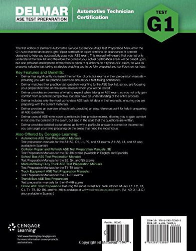ASE Technician Test Preparation Automotive Maintenance and Light Repair (G1) (Delmar Ase Test Preparataion: Automotive Technicia,Used