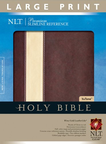 Premium Slimline Reference Bible NLT, Large Print, TuTone,New