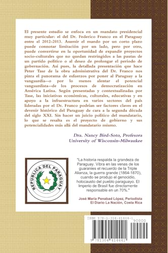 EL DR. FEDERICO FRANCO Y SU MANDATO PRESIDENCIAL EN LA HISTORIA DEL PARAGUAY (Spanish Edition),Used
