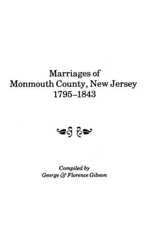 Marriages of Monmouth County, New Jersey, 17951843,Used