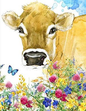 Graph Paper Notebook: Quad Ruled Graphing Paper, 200 Pages, Cute Brown Cow and Floral (8.5x11),Used
