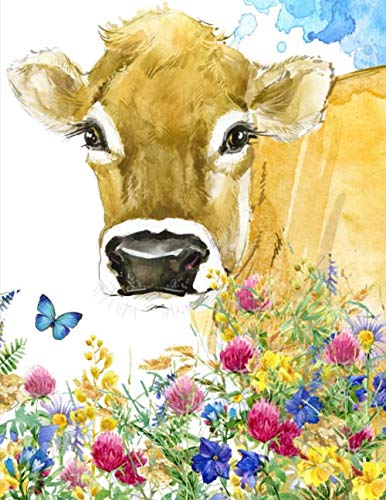 Graph Paper Notebook: Quad Ruled Graphing Paper, 200 Pages, Cute Brown Cow and Floral (8.5x11),Used