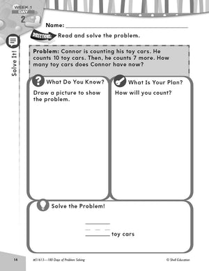 180 Days of Problem Solving for 1st Grade  Build Math Fluency with this 1st Grade Math Workbook (180 Days of Practice),Used