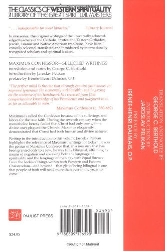 Maximus The Confessor: Selected Writings (Classics Of Western Spirituality (Paperback)),New